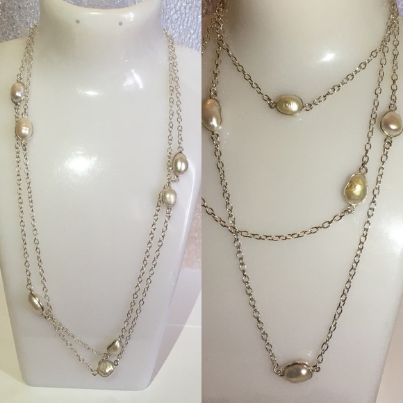 3x Honey Citrine Garnet Quartz BIWA Pearl Necklace - Picture 8 of 11